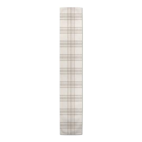 90'' Gray Plaid Cotton Twill Runner